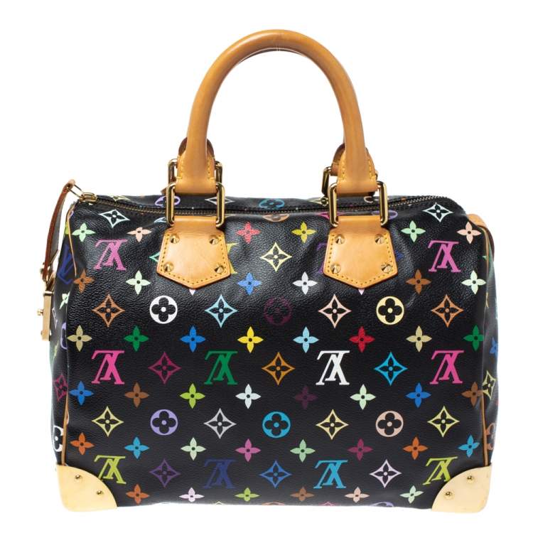Pre Owned Louis Vuitton Black Monogram Multicolore Canvas Speedy 30 Bag