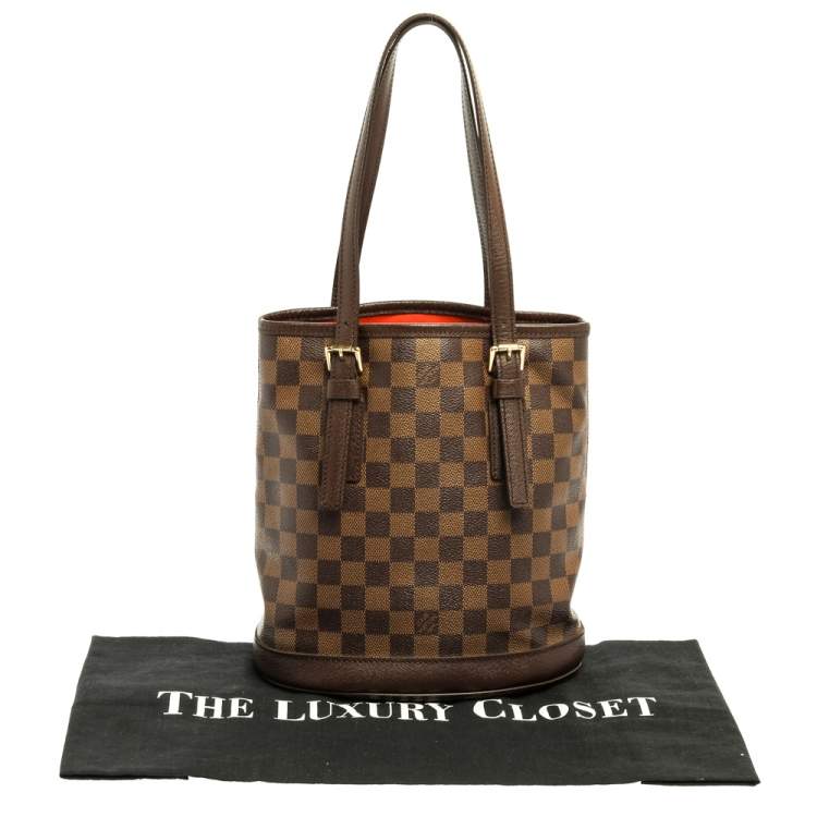 Pre Owned Louis Vuitton Damier Ebene Canvas Marais Bucket Bag
