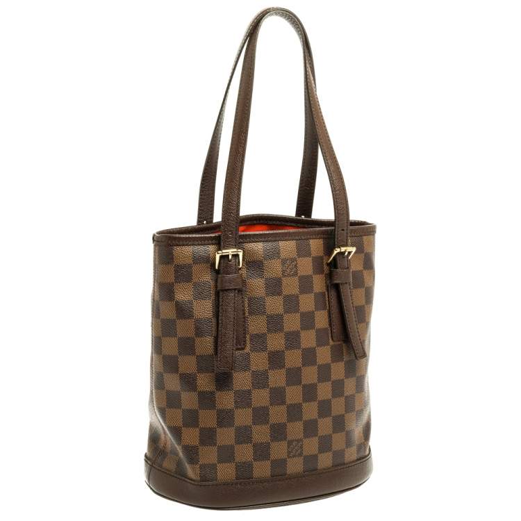 Pre Owned Louis Vuitton Damier Ebene Canvas Marais Bucket Bag