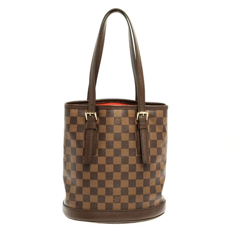Pre Owned Louis Vuitton Damier Ebene Canvas Marais Bucket Bag