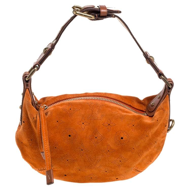 Louis Vuitton Orange Suede Onatah PM Bag.  Luxury Accessories, Lot  #17031