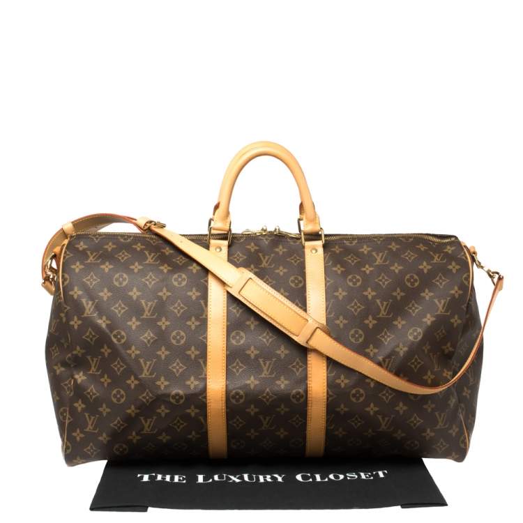Pre Owned Louis Vuitton Monogram Canvas Keepall Bandouliere 55 Bag