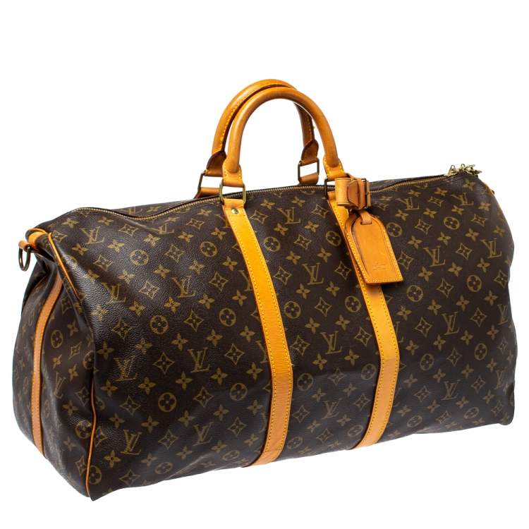 Pre Owned Louis Vuitton Monogram Canvas Keepall Bandouliere 55 Bag