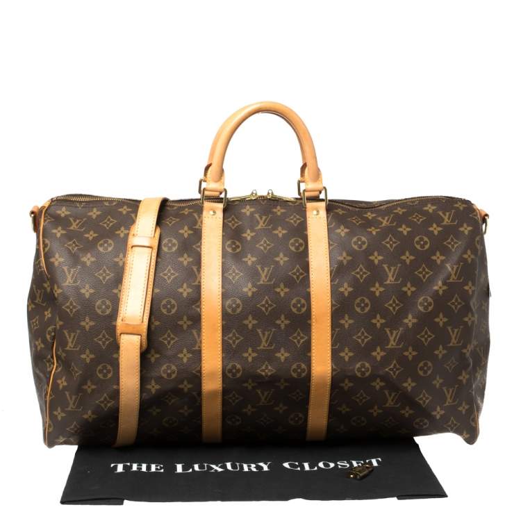 Pre Owned Louis Vuitton Monogram Canvas Keepall Bandouliere 55 Bag