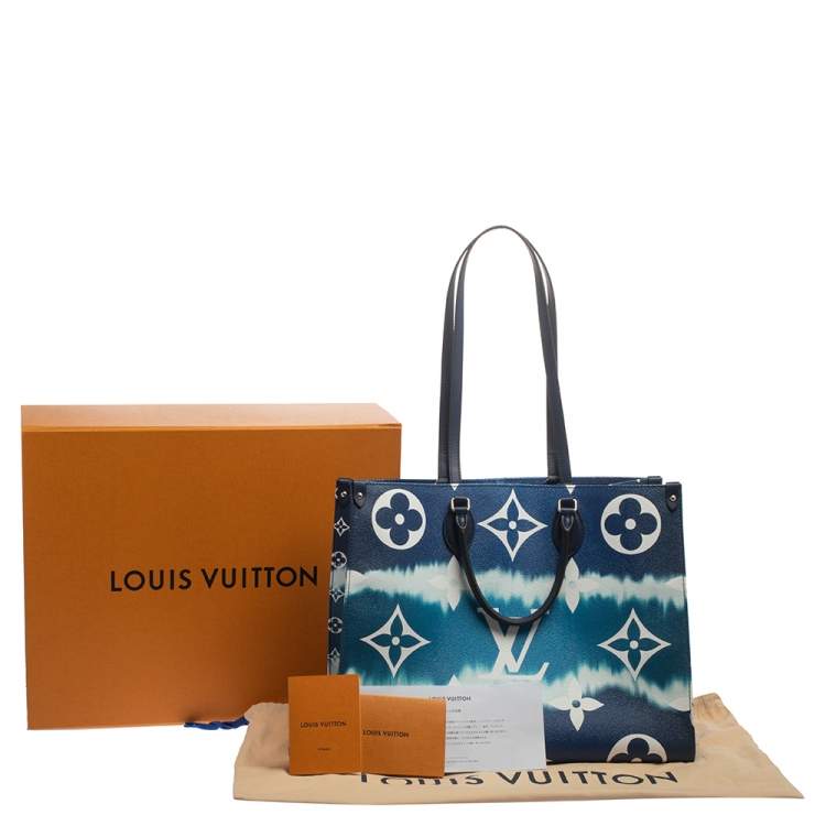 Pre Owned Louis Vuitton Bleu Monogram Coated Canvas Onthego GM Bag