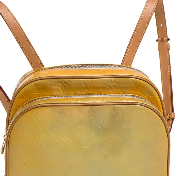 Pre Owned Louis Vuitton Lime Monogram Vernis Murray Backpack
