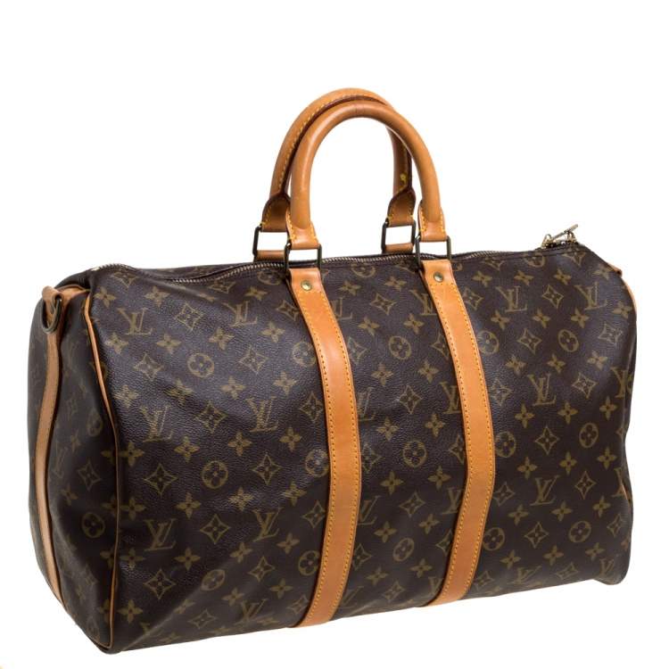 Pre Owned Louis Vuitton Monogram Canvas Keepall Bandouliere 45 Bag