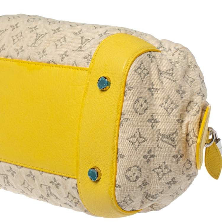 مملوكة مسبقًا Louis Vuitton Jaune Monogram Denim Limited Edition Speedy Round MM Bag