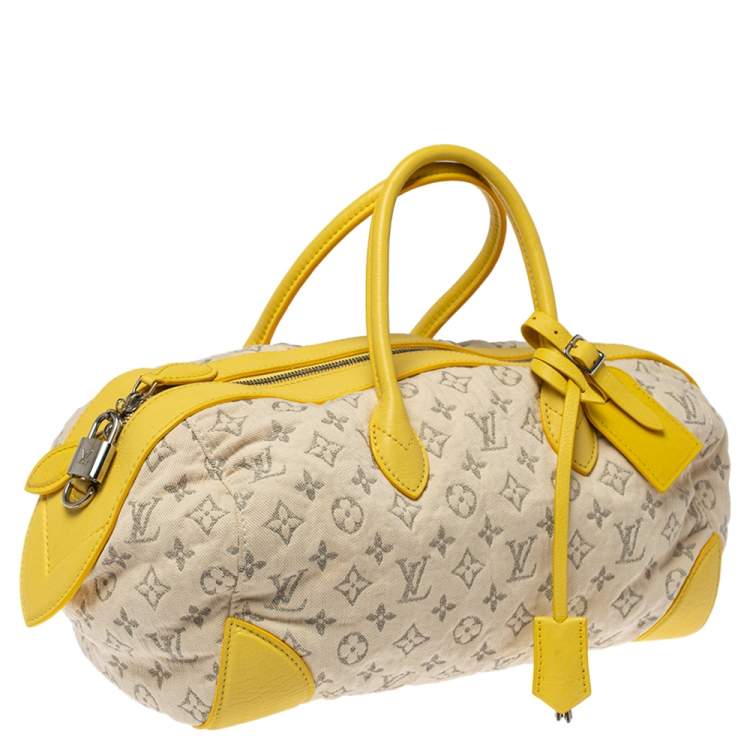 مملوكة مسبقًا Louis Vuitton Jaune Monogram Denim Limited Edition Speedy Round MM Bag