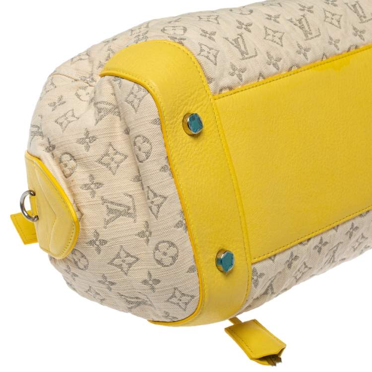 مملوكة مسبقًا Louis Vuitton Jaune Monogram Denim Limited Edition Speedy Round MM Bag