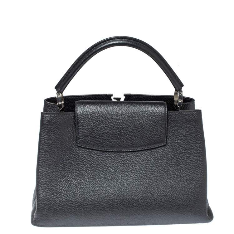 Pre Owned Louis Vuitton Dark Grey Taurillon Leather Capucines MM Bag