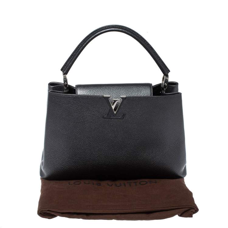 Pre Owned Louis Vuitton Dark Grey Taurillon Leather Capucines MM Bag