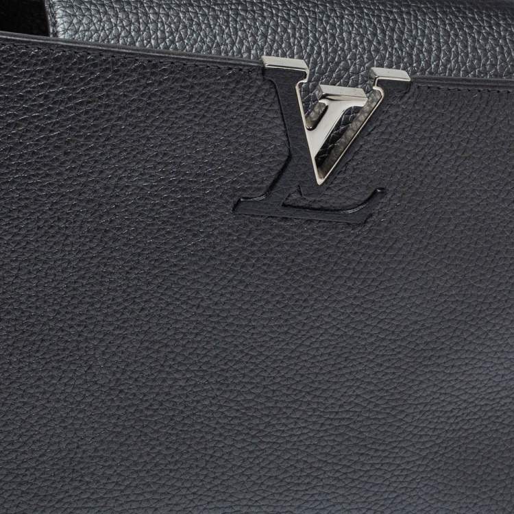 Pre Owned Louis Vuitton Dark Grey Taurillon Leather Capucines MM Bag