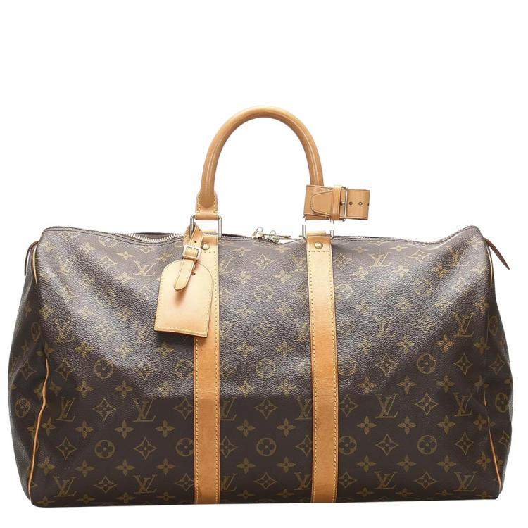 Pre Owned Louis Vuitton Brown Monogram Canvas Keepall 45 bag   