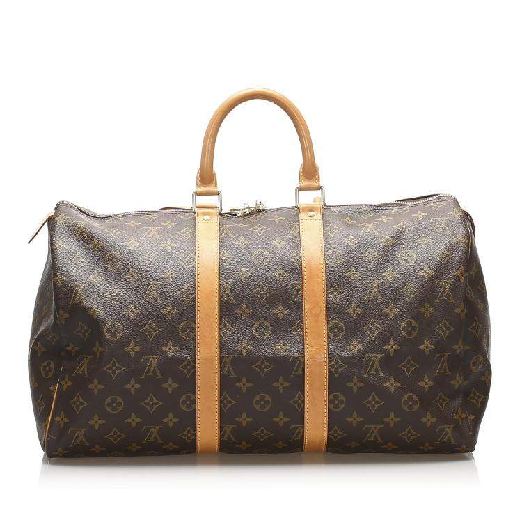 Pre Owned Louis Vuitton Brown Monogram Canvas Keepall 45 bag   
