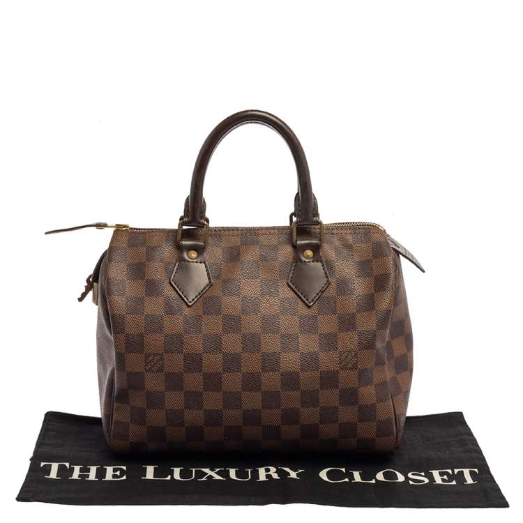 Pre Owned Louis Vuitton Damier Ebene Canvas Speedy 25 Bag