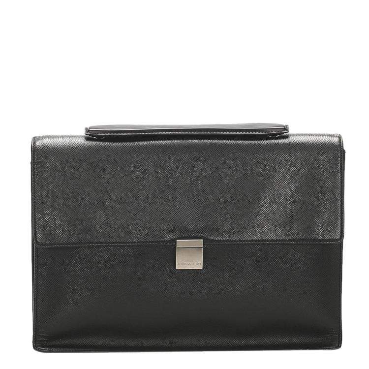 Pre Owned Louis Vuitton Black Taiga Leather Porte-Document Angara Briefcase
