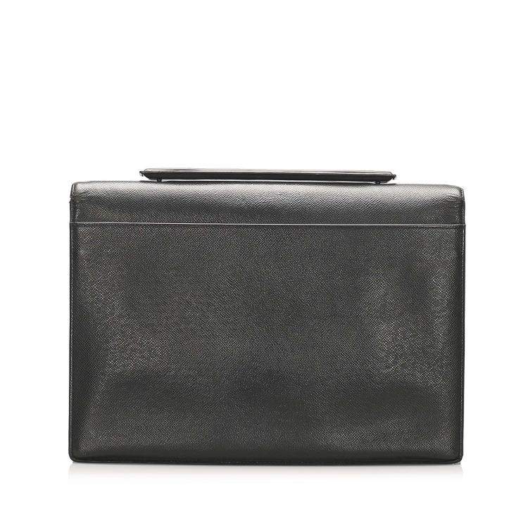 Pre Owned Louis Vuitton Black Taiga Leather Porte-Document Angara Briefcase