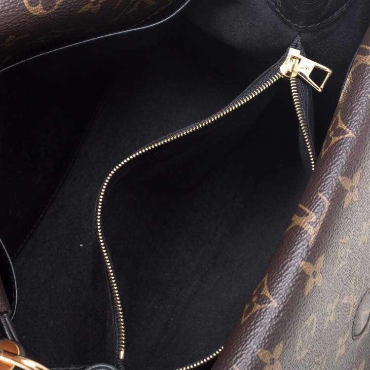 Pre Owned Louis Vuitton Black Leather and Monogram Canvas Double V Bag