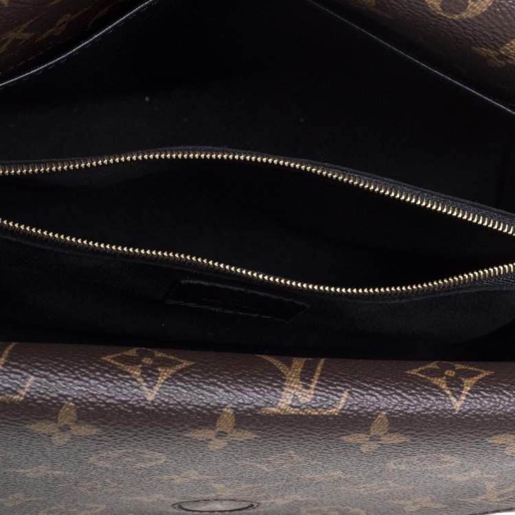 Pre Owned Louis Vuitton Black Leather and Monogram Canvas Double V Bag