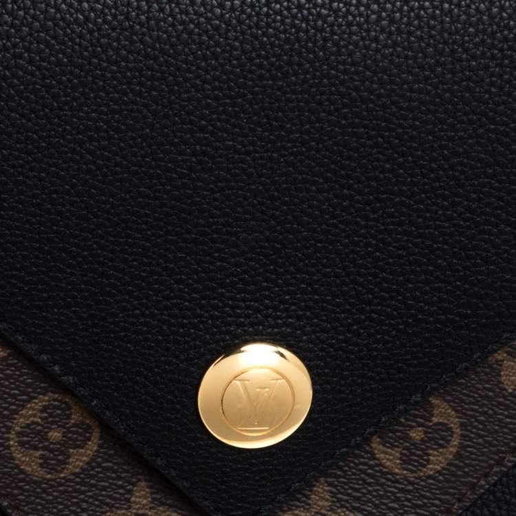 Pre Owned Louis Vuitton Black Leather and Monogram Canvas Double V Bag