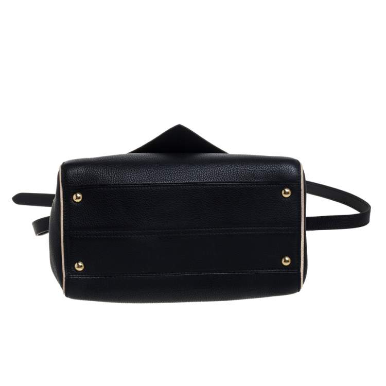Pre Owned Louis Vuitton Black Leather and Monogram Canvas Double V Bag