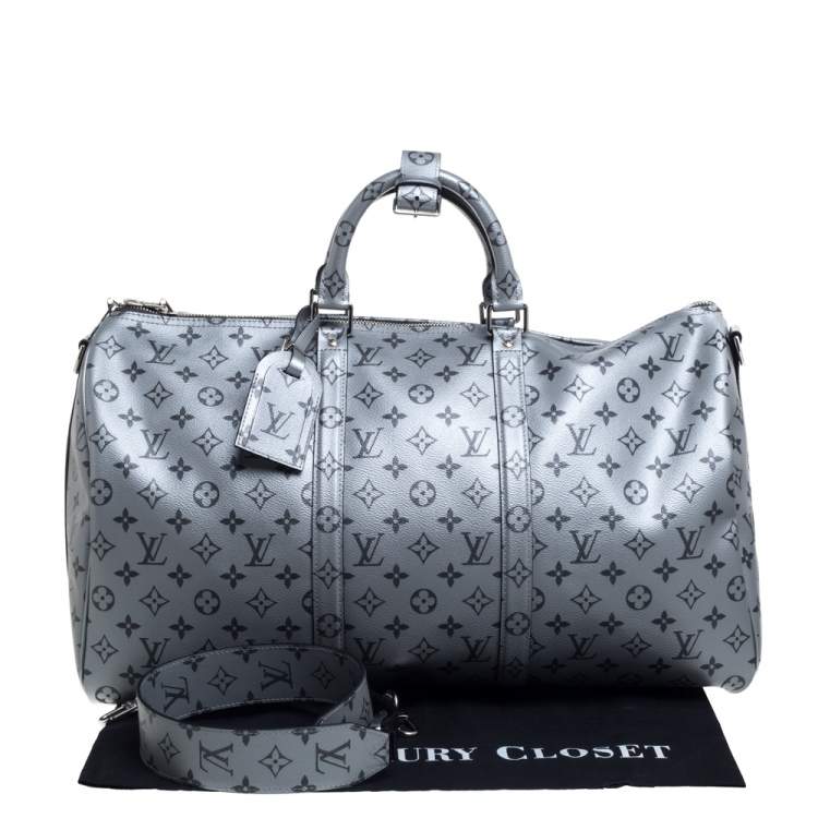 Pre Owned Louis Vuitton Metallic Monogram Keepall Bandouliere 50 Bag