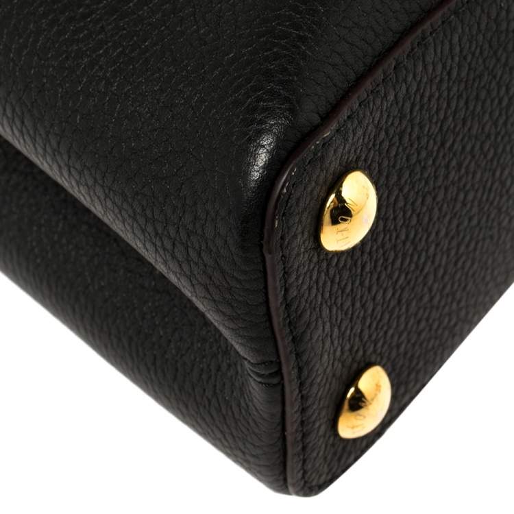 Pre Owned Louis Vuitton Black Taurillon Leather Capucines BB Bag