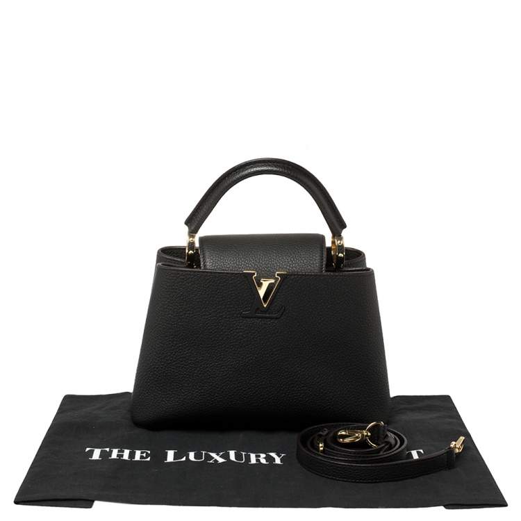 Pre Owned Louis Vuitton Black Taurillon Leather Capucines BB Bag