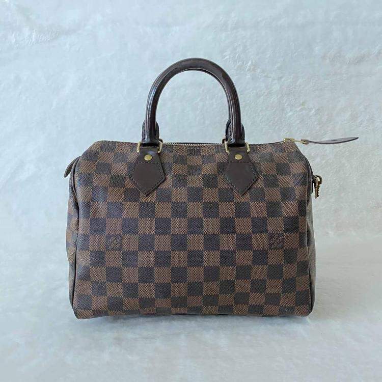 Pre Owned Louis Vuitton Brown Damier Ebene Canvas Speedy 25 Bag