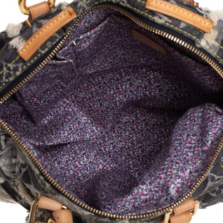 Pre Owned Louis Vuitton Black Monogram Denim Limited Edition Patchwork Speedy Bag