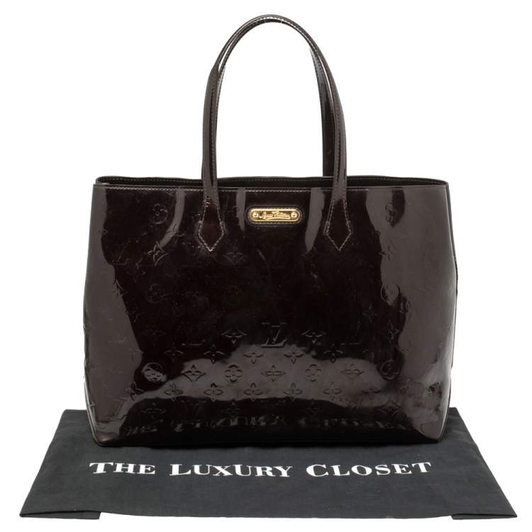 Pre Owned Louis Vuitton Amarante Monogram Vernis Wilshire MM Bag
