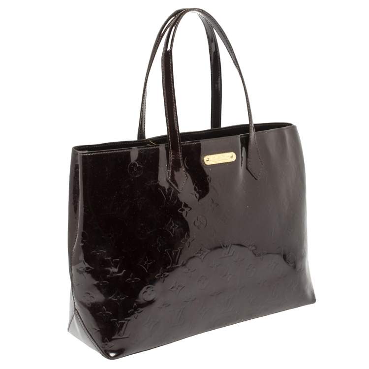 Pre Owned Louis Vuitton Amarante Monogram Vernis Wilshire MM Bag