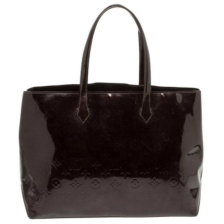 Pre Owned Louis Vuitton Amarante Monogram Vernis Wilshire MM Bag