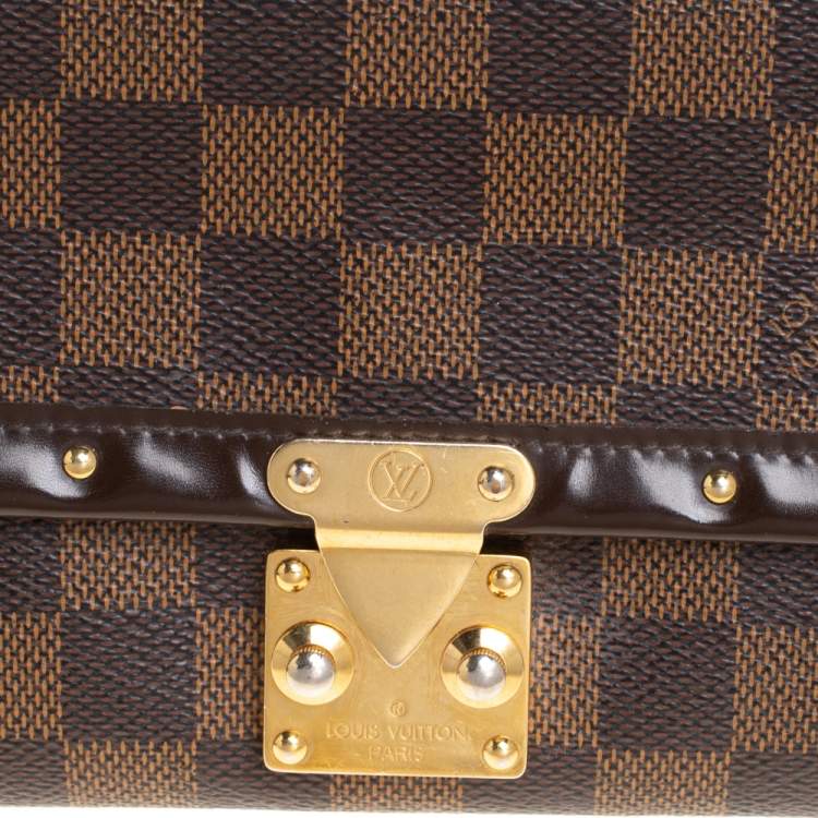 Pre Owned Louis Vuitton Damier Ebene Coated Canvas And Leather Venice Wallet