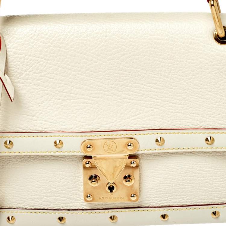 Pre Owned Louis Vuitton White Suhali Leather L’Aimable Bag