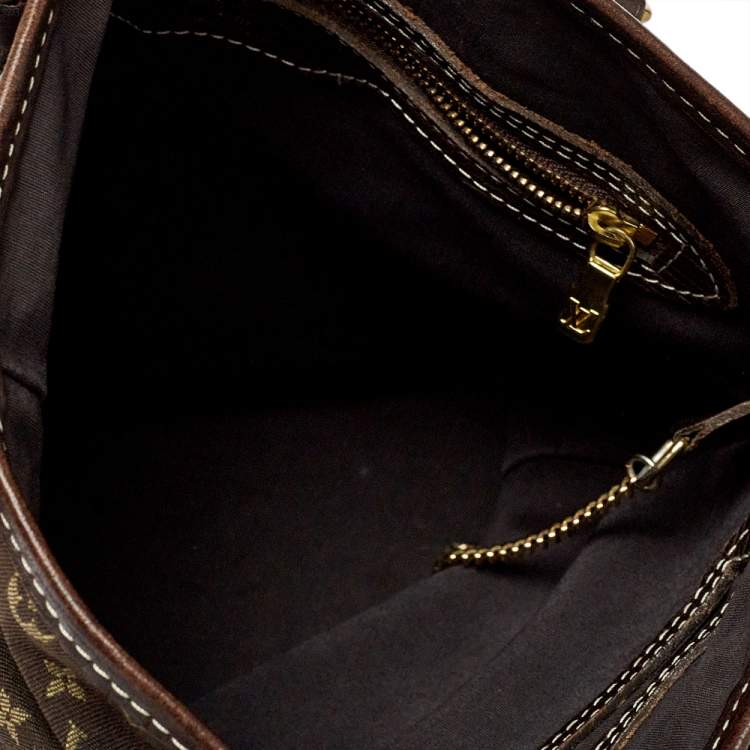 Pre Owned Louis Vuitton Ebene Monogram Mini Lin Canvas Bucket Bag