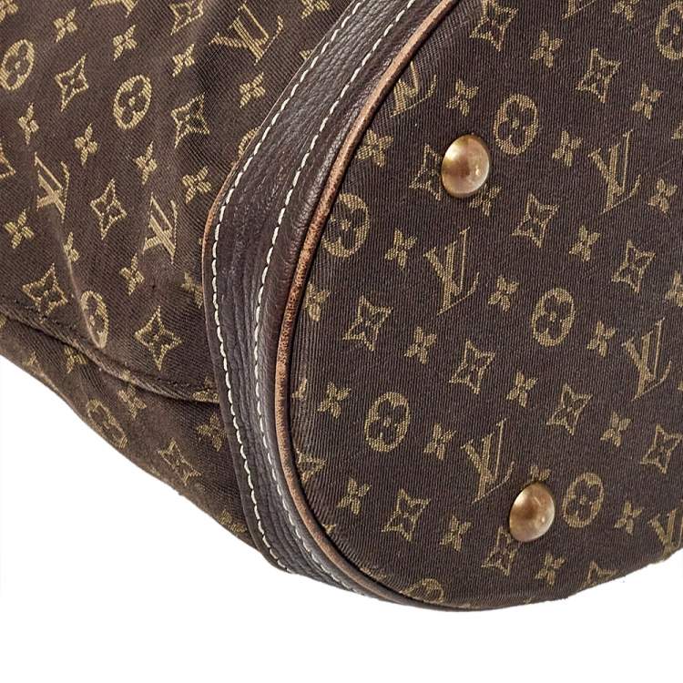 Pre Owned Louis Vuitton Ebene Monogram Mini Lin Canvas Bucket Bag