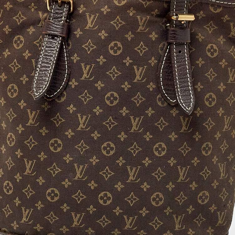 Pre Owned Louis Vuitton Ebene Monogram Mini Lin Canvas Bucket Bag