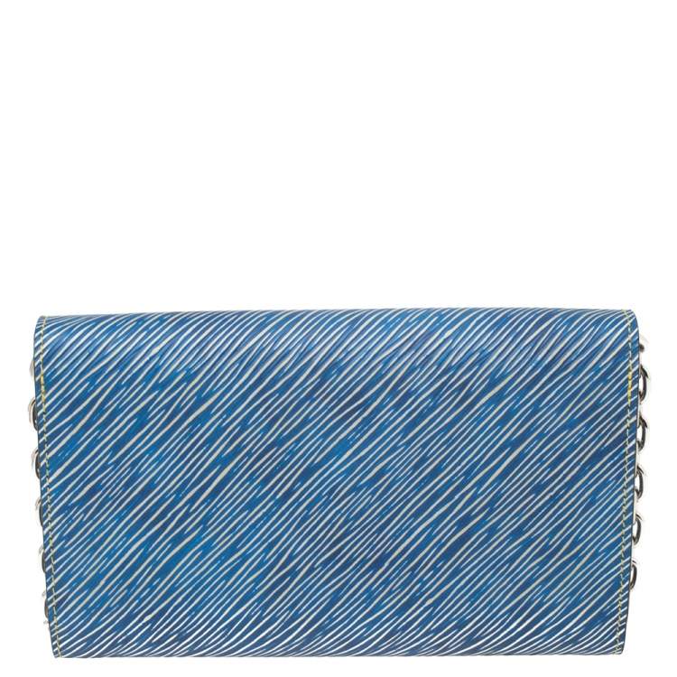 Pre Owned Louis Vuitton Denim Light Epi Leather Twist Limited Edition Wallet On Chain