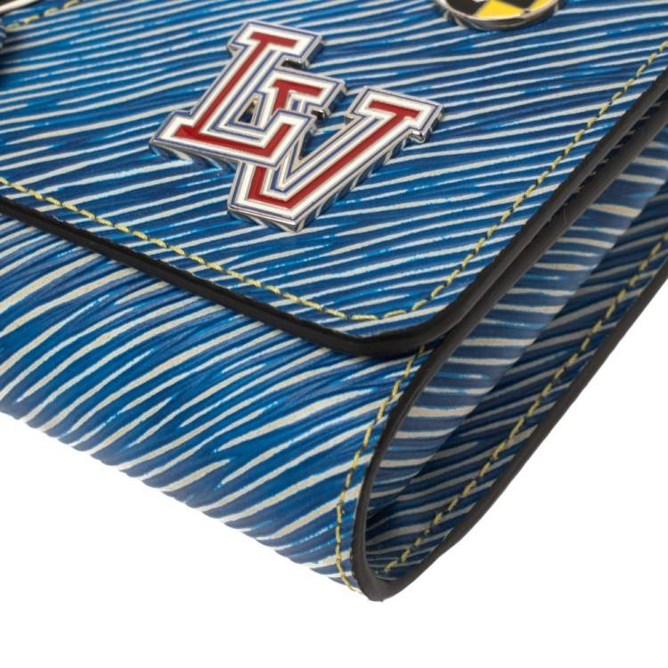 Pre Owned Louis Vuitton Denim Light Epi Leather Twist Limited Edition Wallet On Chain