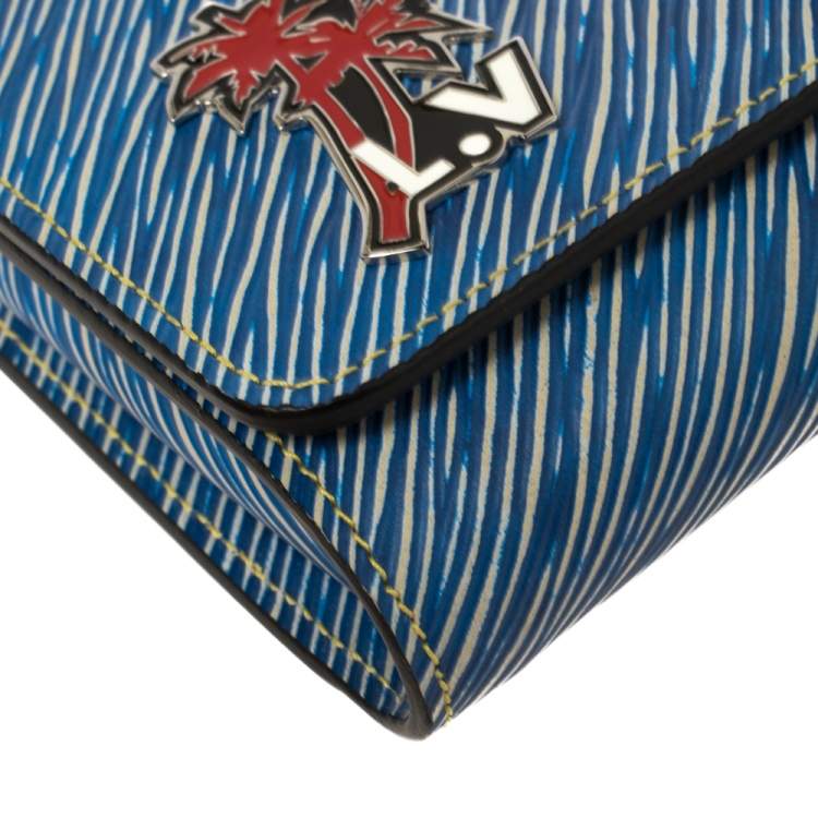 Pre Owned Louis Vuitton Denim Light Epi Leather Twist Limited Edition Wallet On Chain