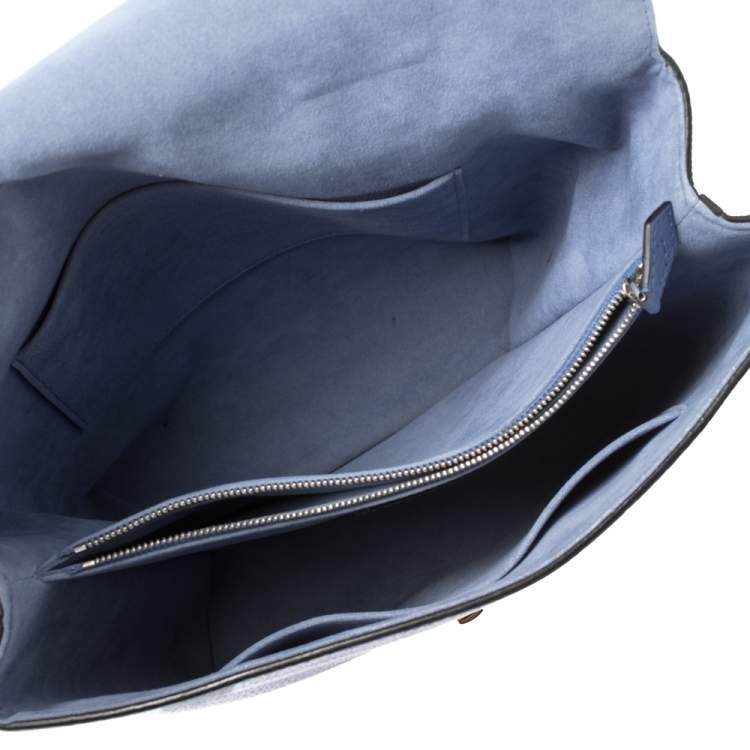 Pre Owned Louis Vuitton Denim Taurillon Leather Volta Bag