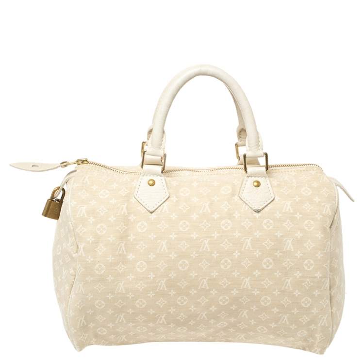 Pre Owned Louis Vuitton Dune Monogram Mini Lin Canvas Speedy 30 Bag