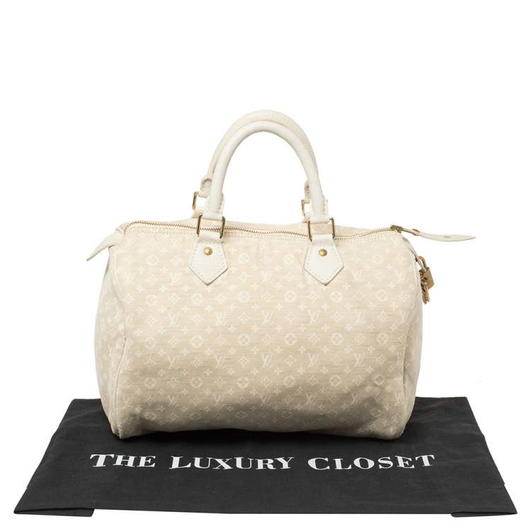 Pre Owned Louis Vuitton Dune Monogram Mini Lin Canvas Speedy 30 Bag