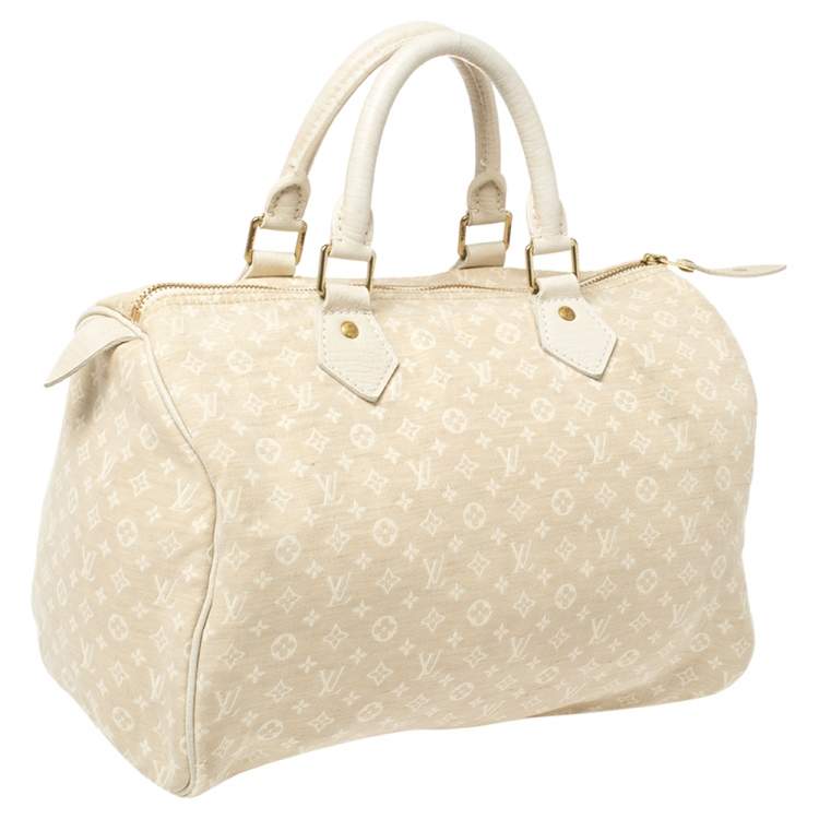 Pre Owned Louis Vuitton Dune Monogram Mini Lin Canvas Speedy 30 Bag