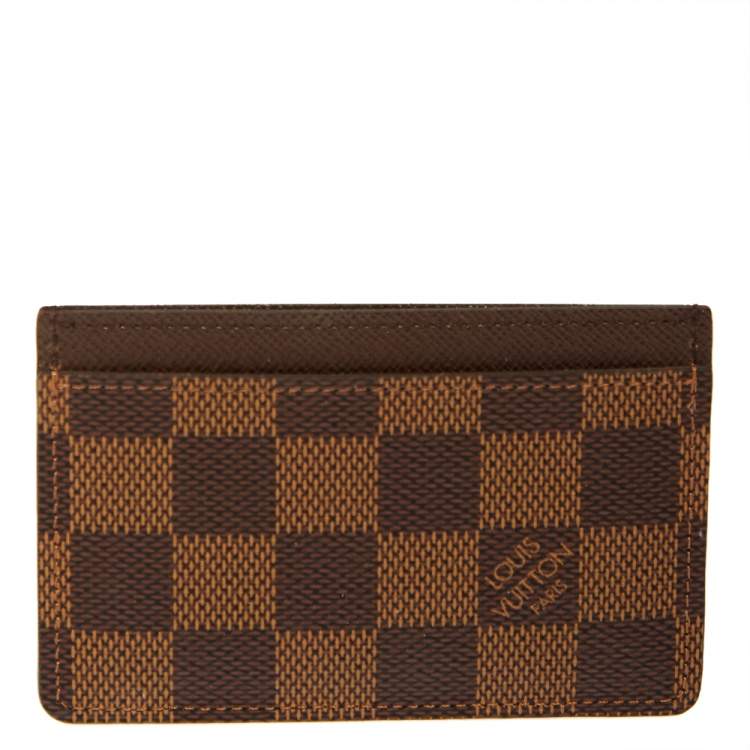 Pre Owned Louis Vuitton Damier Ebene Canvas Card Holder
