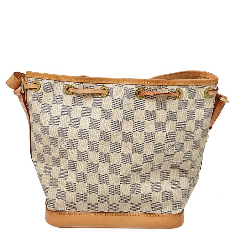 Pre Owned Louis Vuitton White Damier Azur Canvas Noe BB Bucket Bag