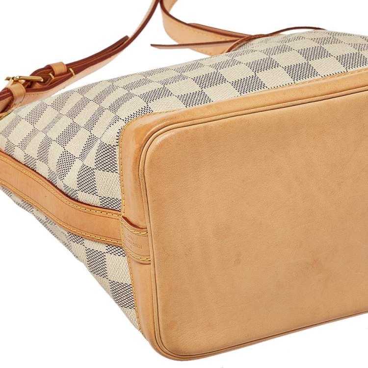 Pre Owned Louis Vuitton White Damier Azur Canvas Noe BB Bucket Bag