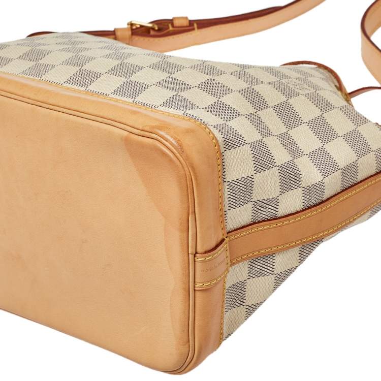 Pre Owned Louis Vuitton White Damier Azur Canvas Noe BB Bucket Bag
